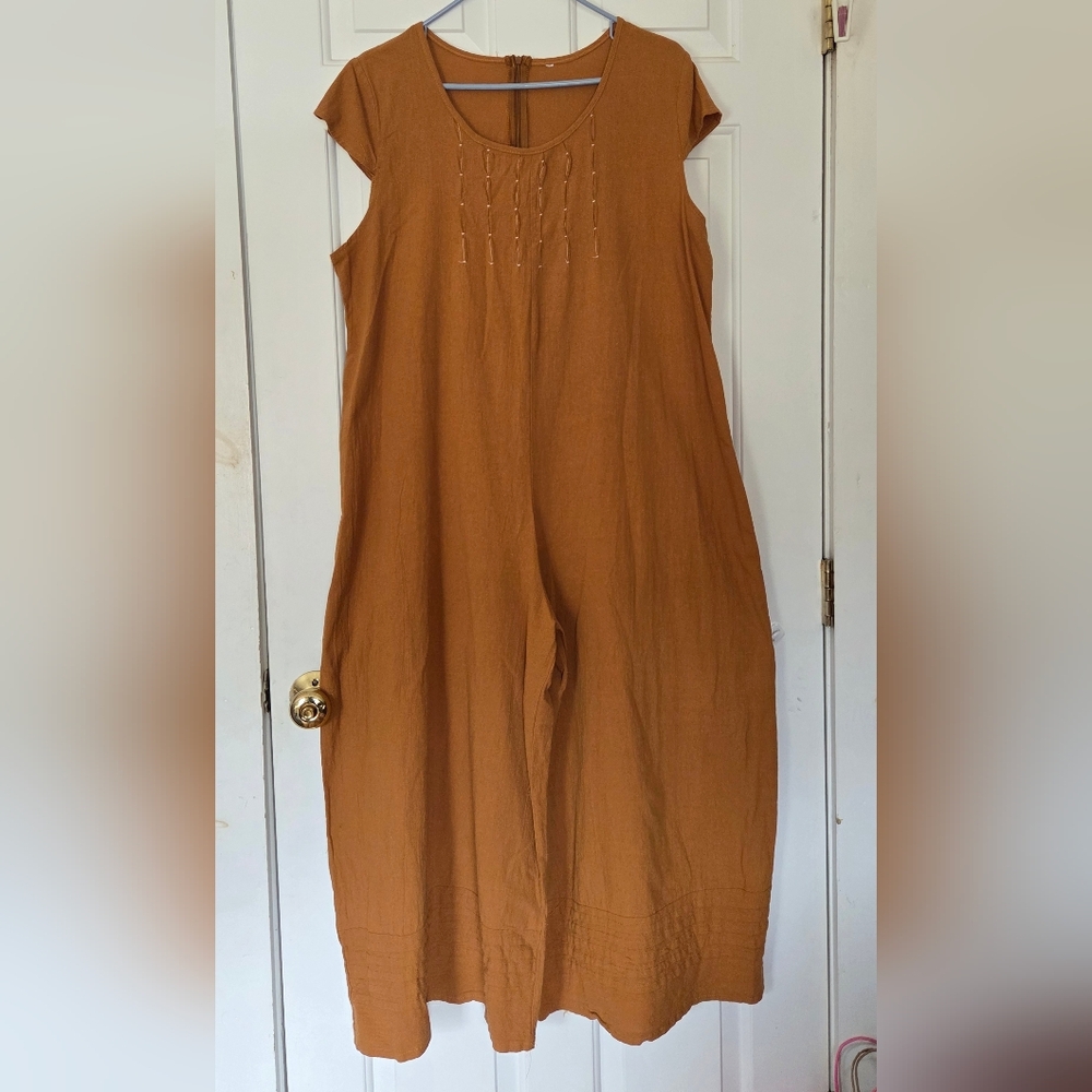 Cap-sleeved Jumpsuit in Rust